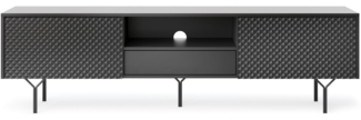 Lowboard TV-Unterschrank Raven 180x38x51cm schwarz mit 3D-Optik