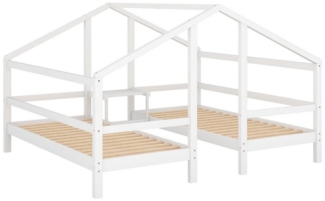 HAUSS SPLOE Kinderbett Hausbett Kinderbett Bettrahmen Holzbett Baumhausbett (90*200cm Weiß), mit Nachttisch und Lattenrost