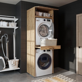 Roomart Waschmaschinenumbauschrank (Waschmaschinenschrank für Trockner und Waschmaschine Überbauschrank)