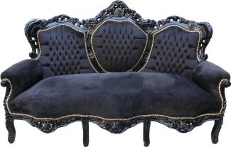 Casa Padrino Barock Sofa King Schwarz / Schwarz - Wohnzimmer Couch