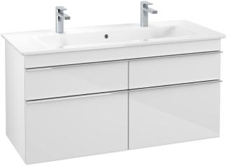 VILLEROY & BOCH VENTICELLO Waschbeckenunterschrank 115 cm breit, Weiß, Griff Chrom, 4 Schubladen, 2 Hahnlöcher