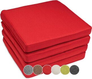 sunnypillow Stuhlkissen 4er Set Stuhlkissen wasserdicht UV-lichtecht BALI, 4er Set 40x40x5cm Rot