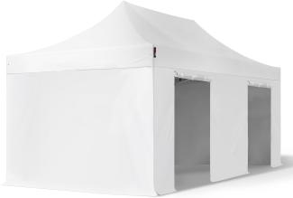 3x6 m Faltpavillon, PREMIUM Stahl 40mm, Seitenteile ohne Fenster, weiß
