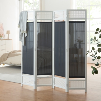 Raumteiler Dorotea 4-teilig 160x170 cm Weiß/Dunkelgrau [en. casa]