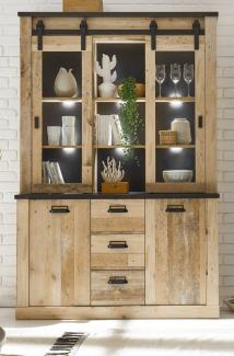 Furn. Design Buffet Stove (Buffetschrank in Used Wood, 133x201 cm) mit Schiebetüren, Soft-Close-Funktion