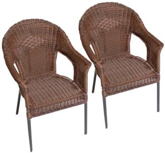 MERXX Gartensessel Ravenna (Set, 2-St), 2er Set, Polyrattan, stapelbar, braun