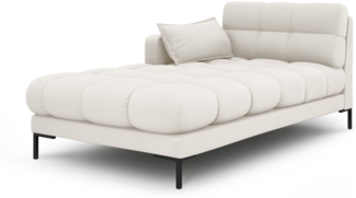 Micadoni Recamiere Mamaia 1-Sitzer Links Strukturierter Stoff Helles Beige Metall schwarz