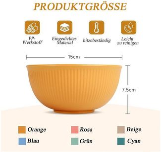 TUWENA Müslischale 6 Stück Unzerbrechliche Müslischalen,Frühstücksschüsseln, Salatschalen, (6-tlg), BPA frei, mikrowellenfest & spülmaschinenfest & wiederverwendbare