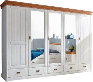 Kleiderschrank >SZ-0132< in weiß - 315x217x62 (BxHxT)