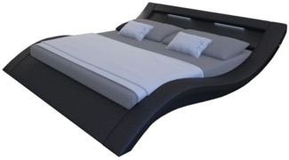 Natur24 Polsterbett mit LED-Beleuchtung Schwarz 180x200 cm