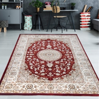 TeppichHome24 Teppich Orientalischer Teppich in Creme & Rot, rechteckig, Höhe: 15 mm