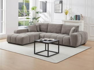 Vente-unique - Ecksofa - Ecke links - Stoff - Grau - BERENIA