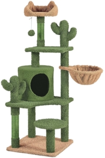 Yaheetech Kratzbaum Katzenbaum in Kaktus-Form 135 cm (H), mit Aussichtsplattform & Katzenhöhle & Liegemulde & Sisalstämme
