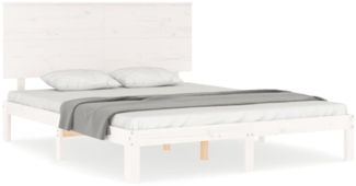 vidaXL Massivholzbett mit Kopfteil Weiß 3193667