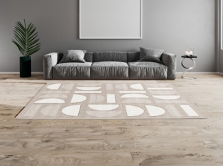 Vente-unique - Teppich mit geometrischen Formen - 160 x 230 cm - Grau und Beige - GRAFITA