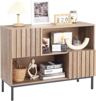GarveeMore Sideboard Mid-Century Modern,Buffetschrank mit Lagerregalen und Metallbeinen, Eingangstisch,Konsolensofatisch Akzentschrank für Wohnzimmerflur