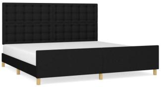 Doppelbett mit Kopfteil Stoff Schwarz 200x200 cm