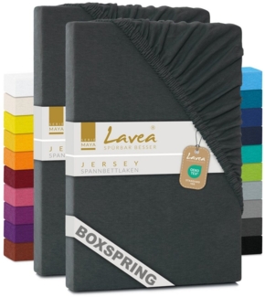 Lavea Spannbettlaken Maya, in Gr. 60x140, 90x200, 120x200, 140x200, 180x200 oder 200x220 cm, Baumwolle, Gummizug: rundum, (2 Stück), Jersey Spannbetttuch für Topper, Boxspring- und Wasserbetten