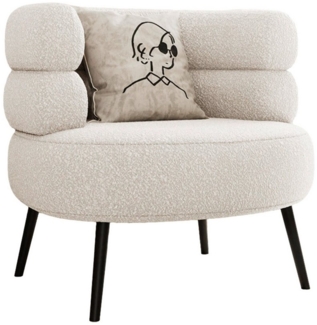 TWSOUL Relaxsessel Sessel gepolstert Sitzkissen, Bouclé-Stoff, bis 150kg TV-Sessel, Loungesessel mit Holz&Metallgestell für Schlafzimmer Wohnzimmer