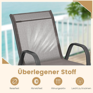 4er Set Gartenstühle stapelbar Stapelstühle aus Textilene und Metallgestell 56 x 70 x 84 cm Grau
