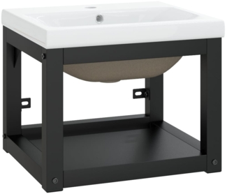 vidaXL Badezimmer-Waschtischgestell mit Waschbecken Schwarz Eisen 3101382