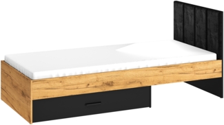 Bettgstell Colt Einzelbett 90x200cm schwarz Craft Gold Eiche mit Schublade