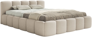 Selsey 'Cloudy Low' Polsterbett 180x200 mit Bettkasten und Metallrahmen-Lattenrost, hellbeige Bouclé