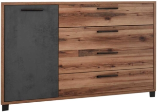 Wäschekommode Sarnthein / Sarnia , Holzwerkstoff , Schwarz, Holzfarben , 125 x 96 x 38 cm