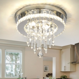 WILGOON Deckenleuchte Kristall Kronleuchter Deckenleuchte Flush Mount 24W Luxus Rund Chrom, LED fest integriert, Kaltweiß, Neutralweiß, Warmweiß, Ø30 x 22 cm Elegant Deckenleuchte für Wohnzimmer Schlafzimmer Küche