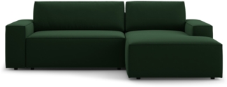Micadoni Schlaf-Ecksofa Jodie 3-Sitzer Samtstoff Flaschengrün Rechts