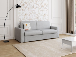 Vente-unique - Schlafsofa mit Matratze 4-Sitzer Stoff - Grau - Liegefläche mit Lattenrost: 160 cm - Matratzenhöhe: 14 cm mit Memory Schaum - CALITO