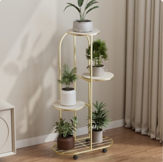 GarveeMore Blumenständer Pflanzenregal Blumentopfhalter Schmiedeeisen Ecke mehrere PflanzerRack, Organizer mit Rädern Pflanzenregale für Zimmer Eckbalkon GartenTerrass