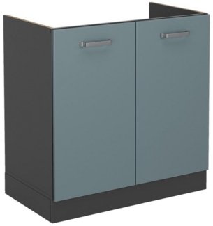Vicco Spülenunterschrank R-Line, Blau-Grau/Anthrazit, 80 cm ohne Arbeitsplatte