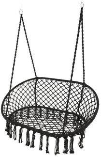 Hängesessel Boho schwarz mit Fransen