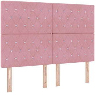 vidaXL Boxspringbett mit Matratze mit Kopfteil Rosa 160x200 cm Samt 3339781