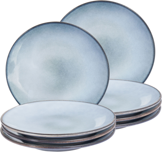 Speiseteller 8er Set JUNIPER Steinzeug Hellblau