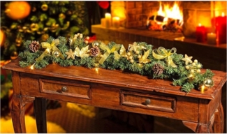 LED Tannengirlande beschmückt Weihnachtsgirlande künstlich Tischdekoration