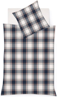 Fleuresse Lech Edelflanell Bettwäsche 135x200 Karo blau rot weiß 604387-02