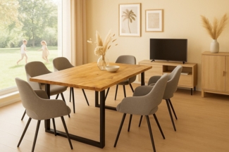 SAM® Essgruppe Mala, Mango vintage natur, Baumkante und 6 Stühlen