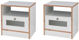 2 x Nachttisch in weiß und Fichte Bramberg 45x47 cm
