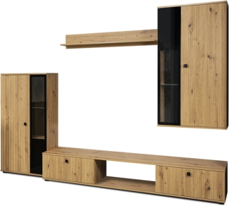 AX LIVING Wohnwand Artisan Eiche Lamellen – Hochwertig und Modern 240 cm breite