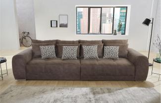 Big Sofa MOLDAU XXL Couch in Microfaser braun mit Kissen