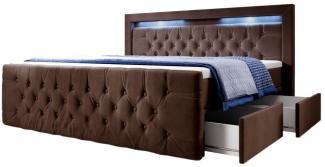 Boxspringbett Menzogna mit LED und Stauraum 200x200 Braun H2