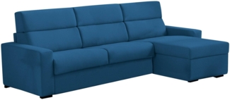 Dmora Sofa mit Halbinsel Vigonovo, Ecksofa für Wohnzimmer, gepolstert, abnehmbarer Bezug, 100 % Made in Italy-Qualität, 280x160 h100 cm, Blau
