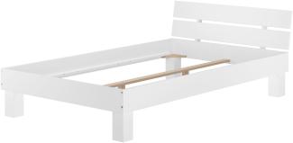 Einzelbett Buche-Bettgestell weiß massiv 120x200 Futonbett Bettrahmen ohne Zubehör 60.86-12WoR