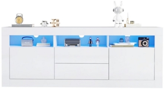 Merax TV-Schrank mit Schubladen und Türen TV-Board mit Hochglanz Front, Lowboard mit LED inkl. APP, Fernsehtisch