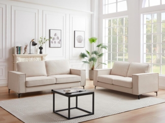 Vente-unique - Sofas 3-Sitzer & 2-Sitzer - Cord - Beige - OLMEDA