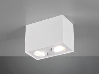 TRIO Leuchten LED Deckenstrahler, Dimmfunktion, LED wechselbar, Warmweiß, Aufbau-Spot Aufputz Strahler innen 2-flammig, Treppenhaus, Weiß H:12cm