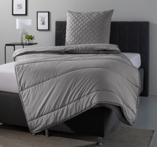 OTTO home Microfaserbettdecke + Microfaserkissen Clarra Spar Set, Decke + Kissen 135x200, 155x200 cm & weitere Größen, Set mit Kissen 40x80 cm, 80x80 cm, Sommer, Herbst, Winter in grau