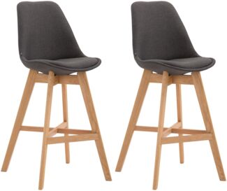 CLP 2er Set Barhocker Cannes Stoff mit Rückenlehnen und Fußstütze,dunkelgrau natura